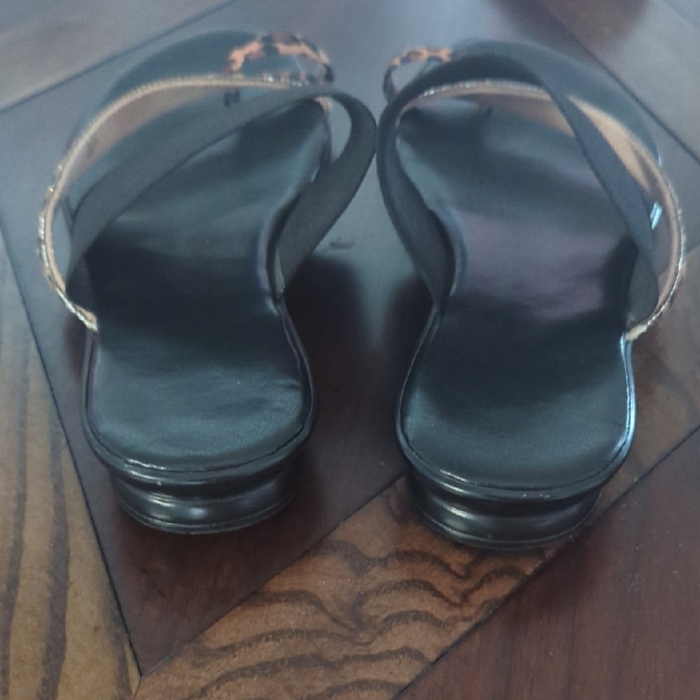Leopard Print Black Women's Sandals - Picture 4 of 5